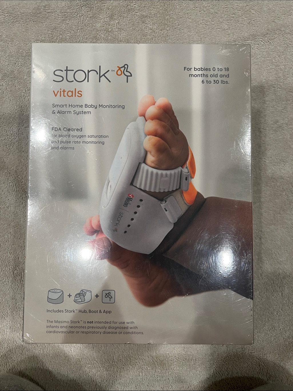 Stork Vitals Smart Home Baby Monitor - White & Orange Never Opened Plastic On!